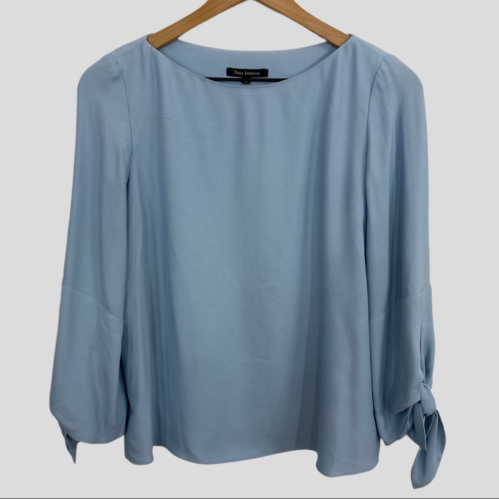 Tara Jarmon Blue Tie Sleeve Blouse Size 36